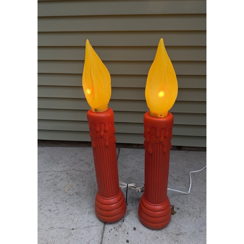 Vintage 38" Empire "melting wax" Candle Christmas Blow Mold Candles Pair 38"